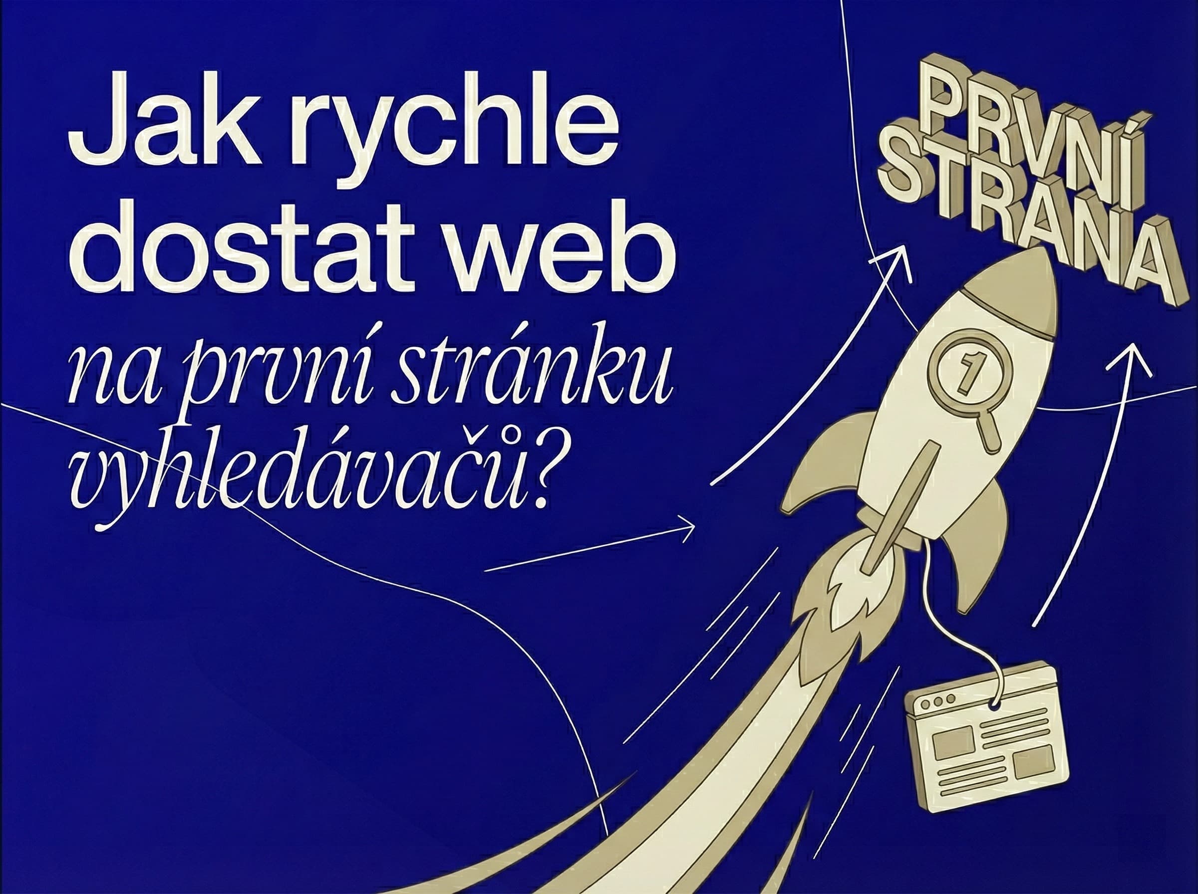 How to Get Your Website to the First Page of Search Engines Quickly. Illustrated by a rocket launching toward its target, symbolizing a successful SEO and online marketing strategy.