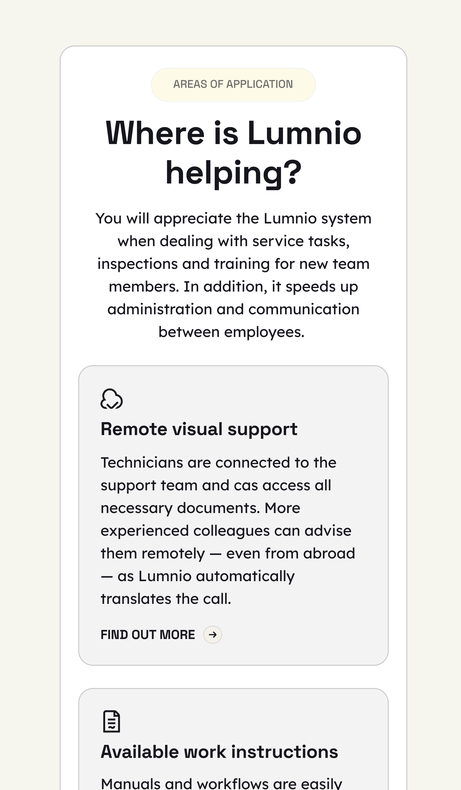 Uživatelské rozhraní aplikace Lumnio pro podporu komunikace a technické asistence