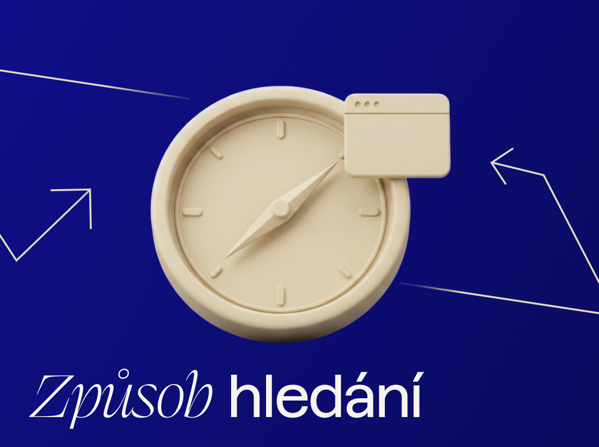 Hodiny s oknem prohlížeče symbolizují změnu způsobu vyhledávání na webu